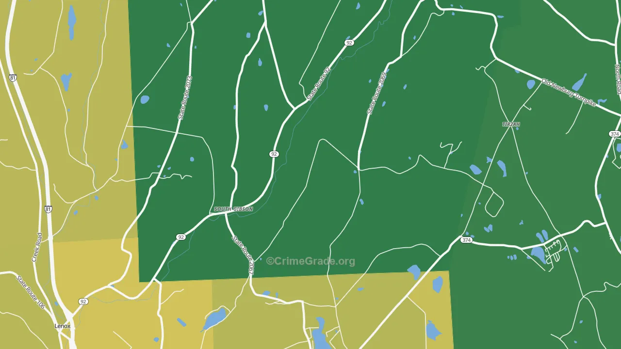 South Gibson, PA Map of Murder Rates