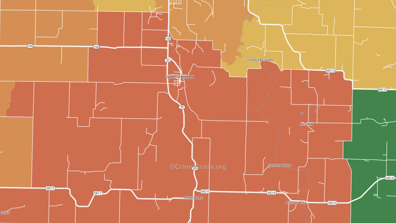 South Greenfield, MO Map of Murder Rates