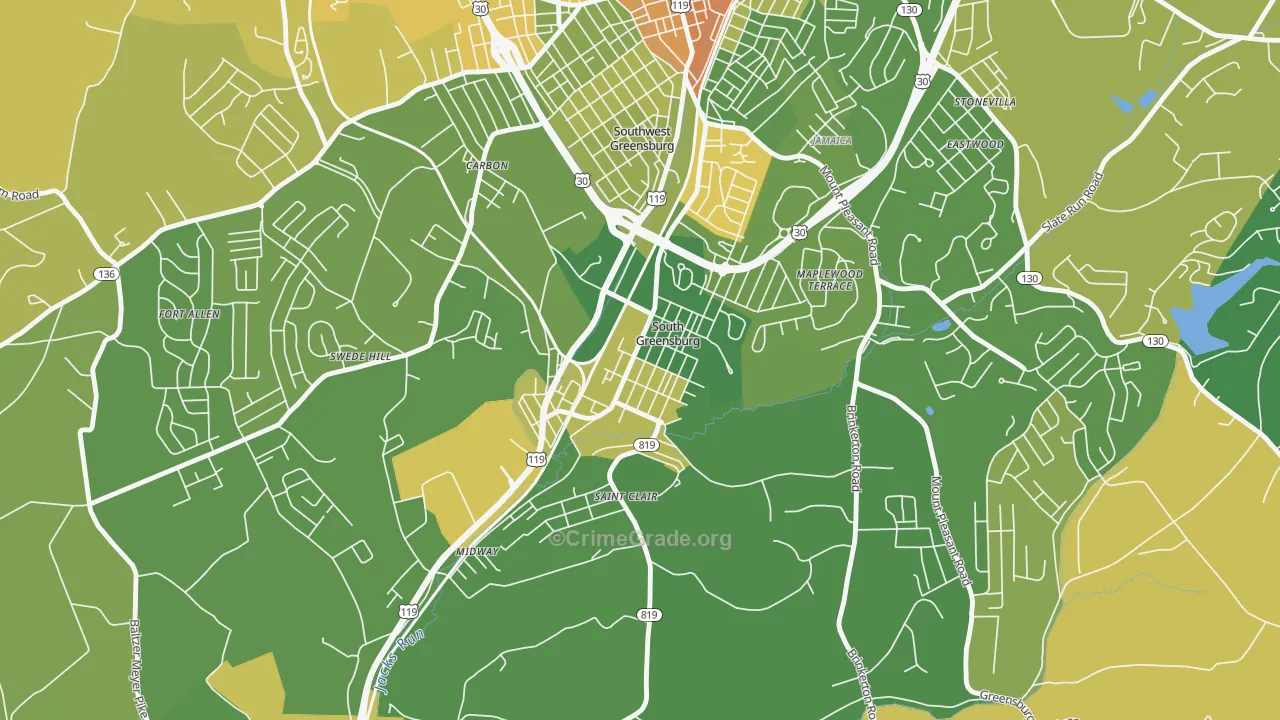 South Greensburg, PA Map of Murder Rates