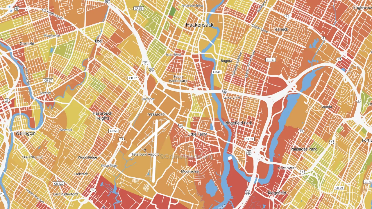 South Hackensack, NJ Map of Murder Rates