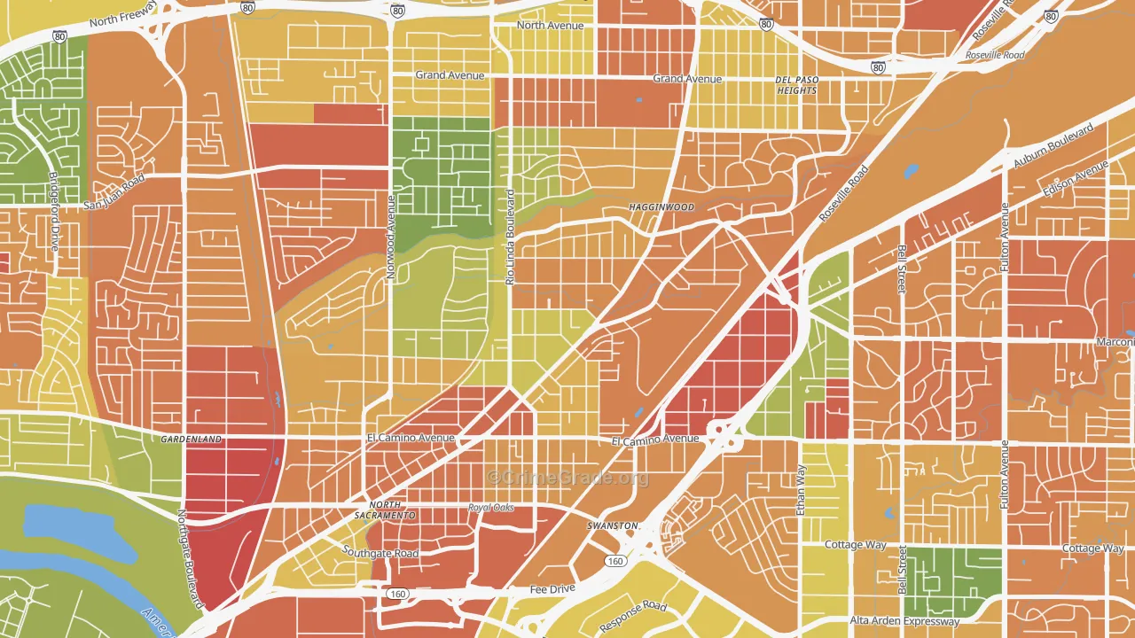 South Hagginwood, Sacramento, CA Map of Murder Rates