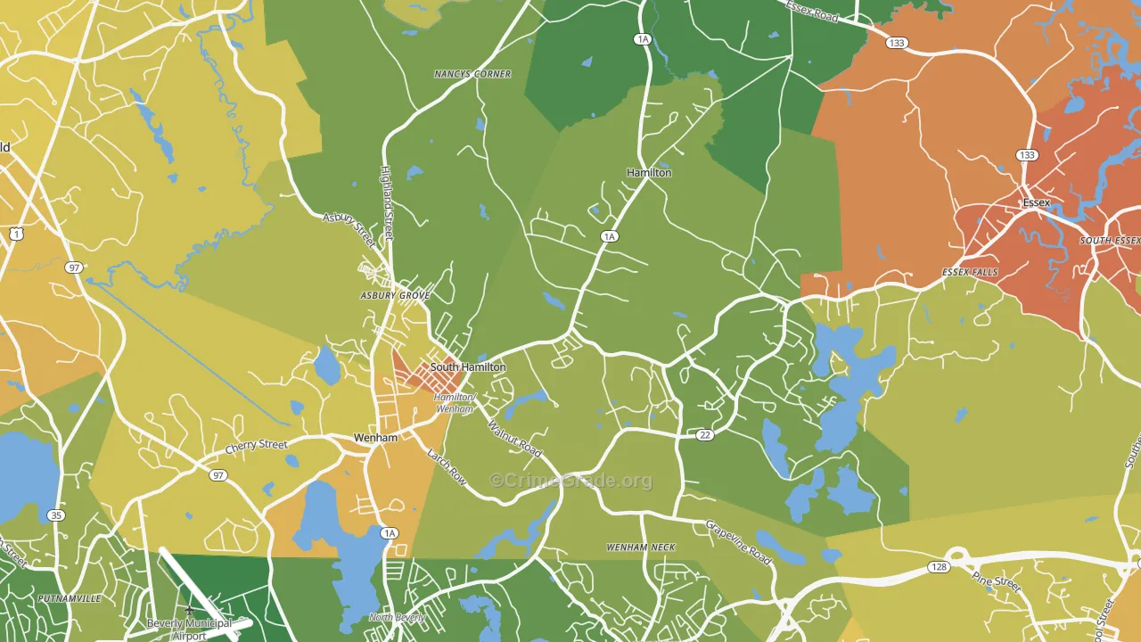 South Hamilton, MA Map of Murder Rates