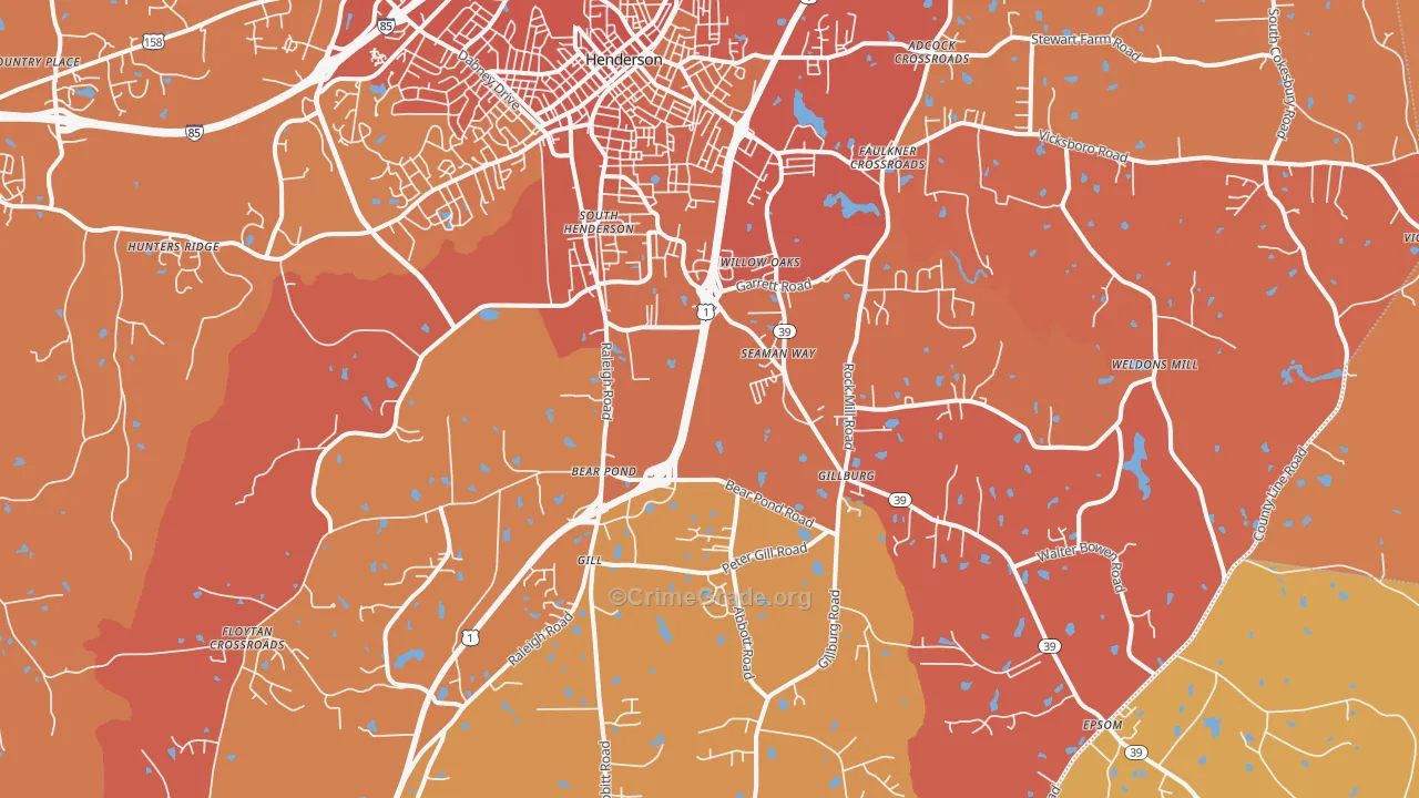 South Henderson, NC Map of Murder Rates