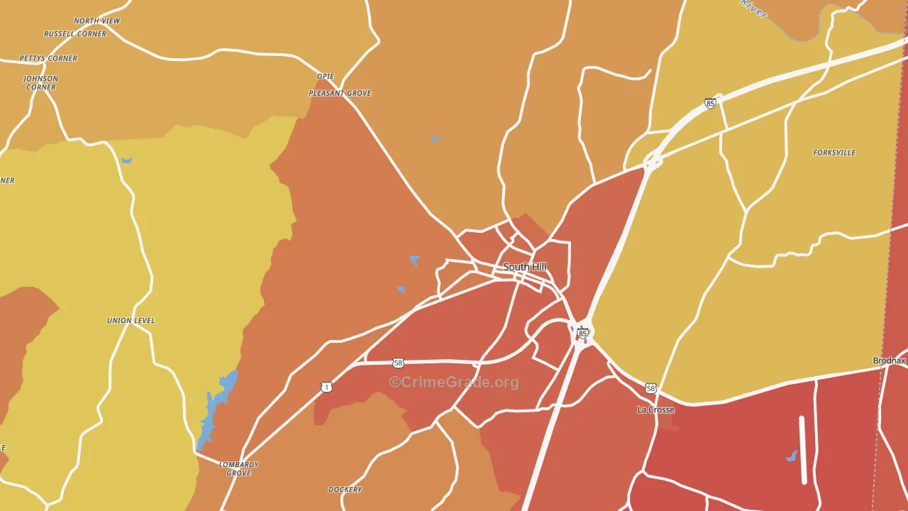 South Hill, VA Map of Murder Rates