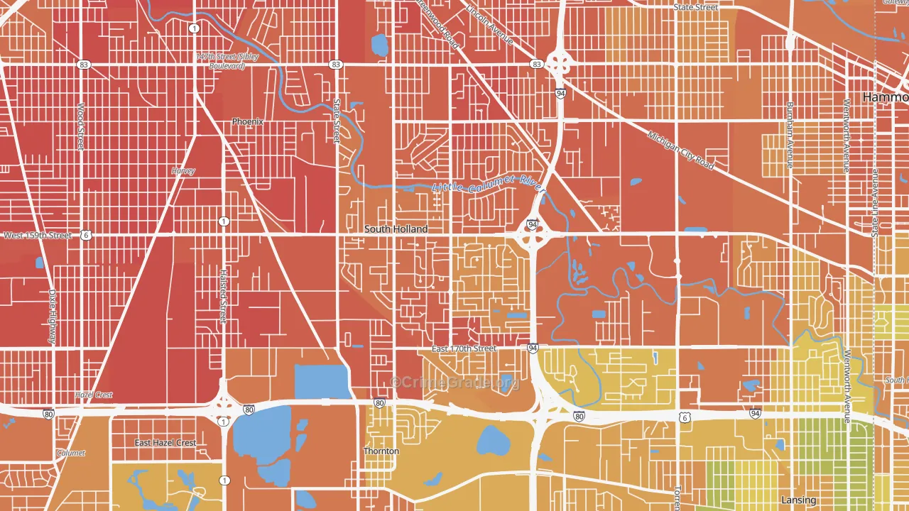 South Holland, IL Map of Murder Rates
