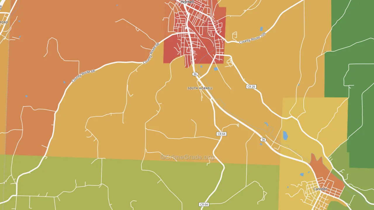 South Hornell, NY Map of Murder Rates