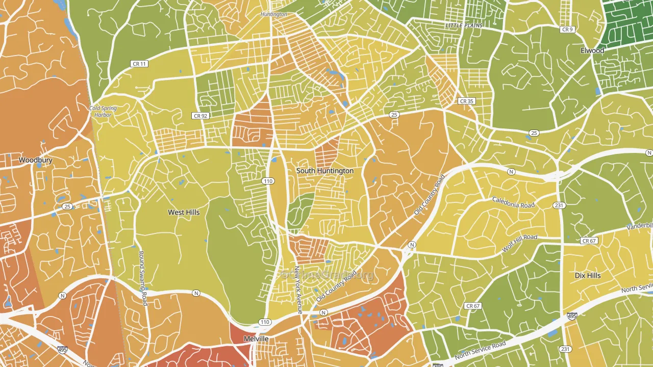 South Huntington, NY Map of Murder Rates