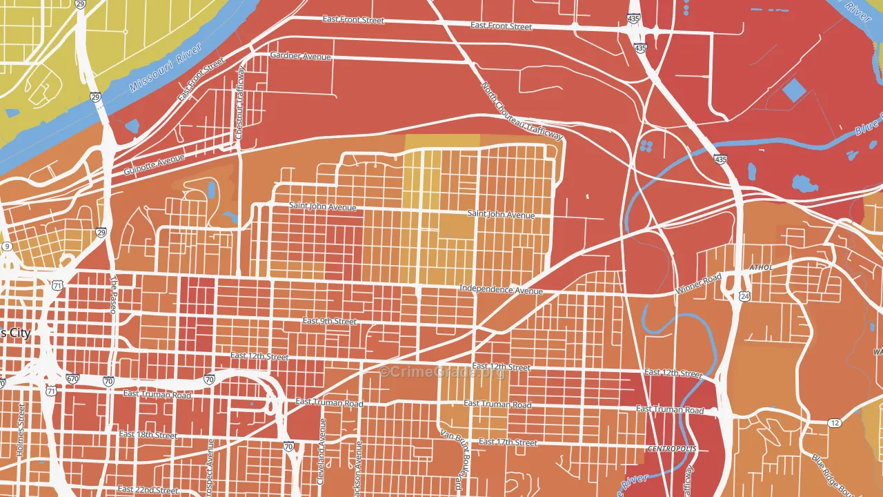 South India Mound, Kansas City, MO Map of Murder Rates