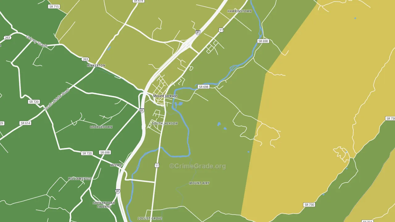 South Jackson, VA Map of Murder Rates