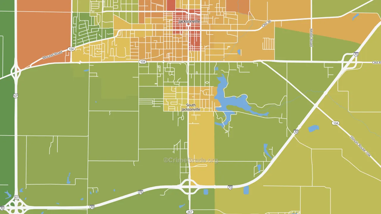 South Jacksonville, IL Map of Murder Rates