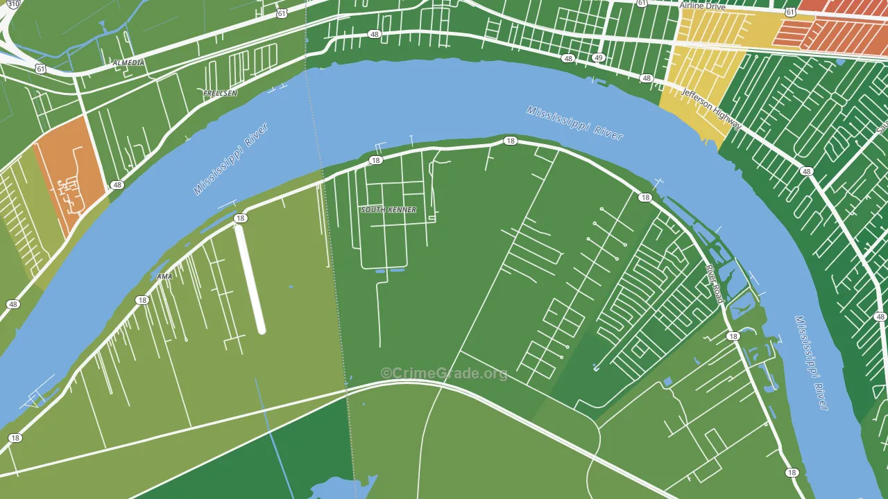 South Kenner, LA Map of Murder Rates