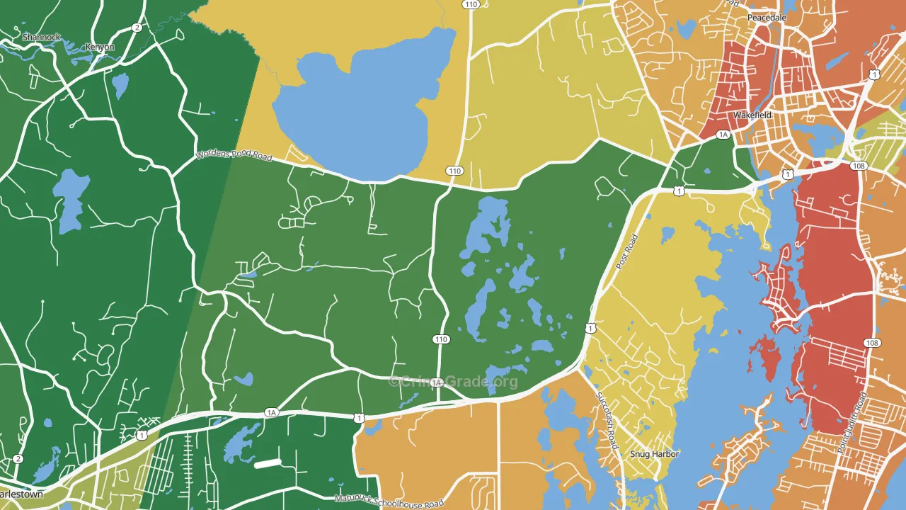South Kingstown, RI Map of Murder Rates