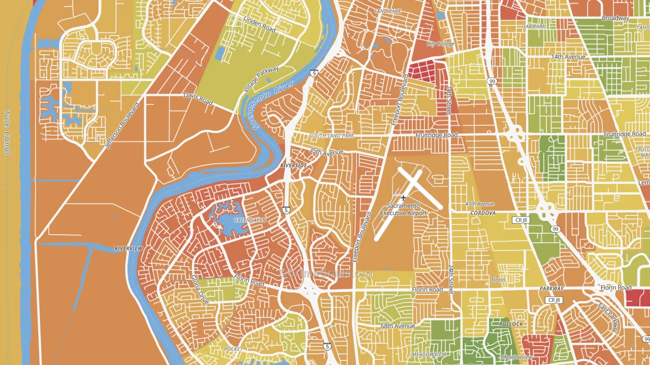 South Land Park, Sacramento, CA Map of Murder Rates