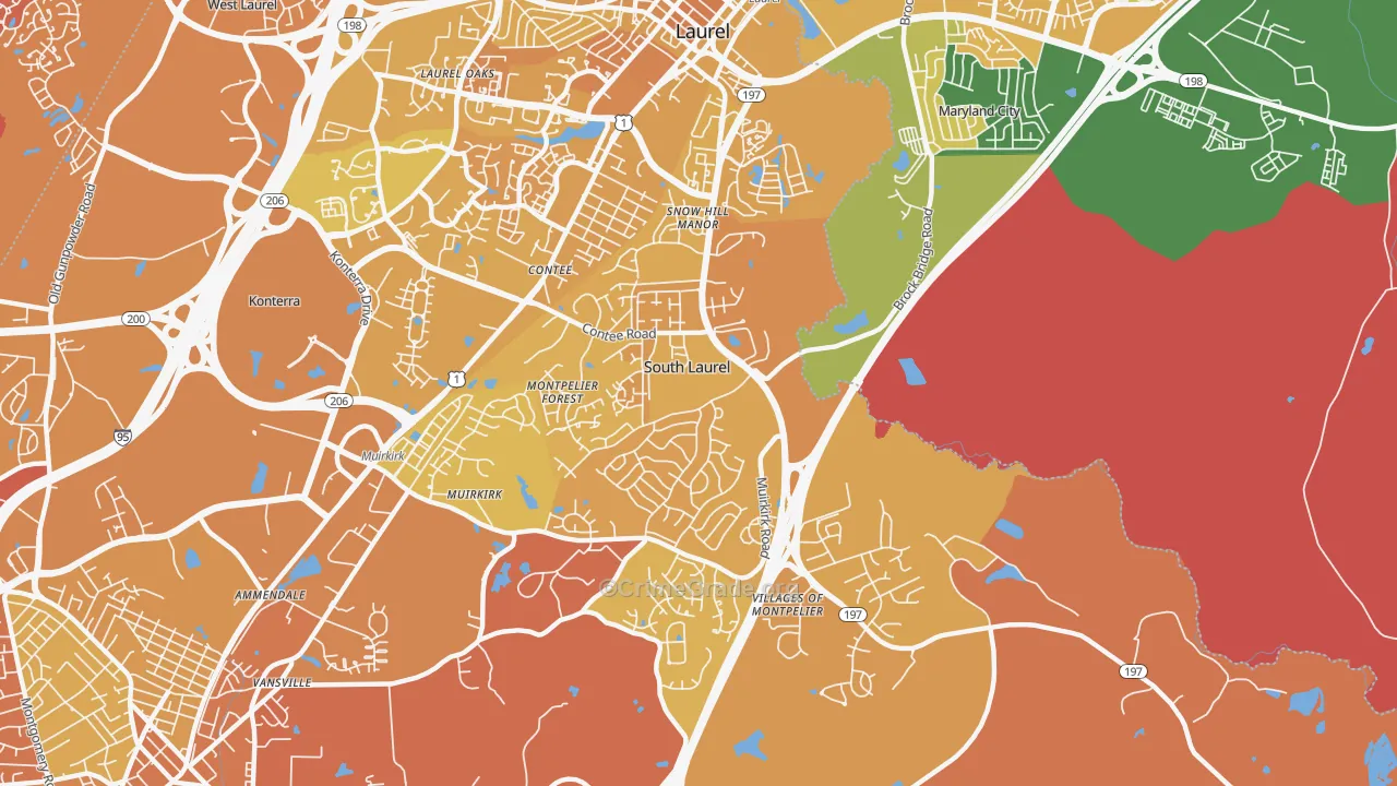 South Laurel, MD Map of Murder Rates