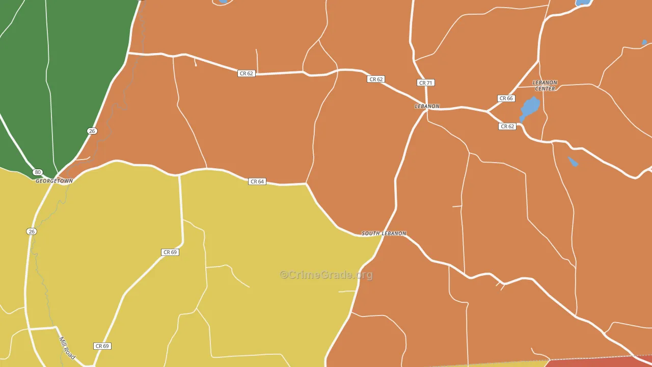 South Lebanon, NY Map of Murder Rates