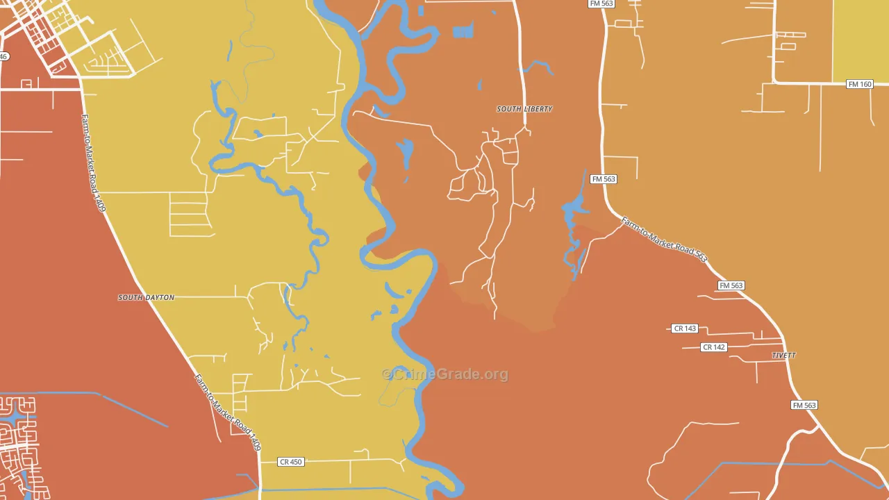 South Liberty, TX Map of Murder Rates