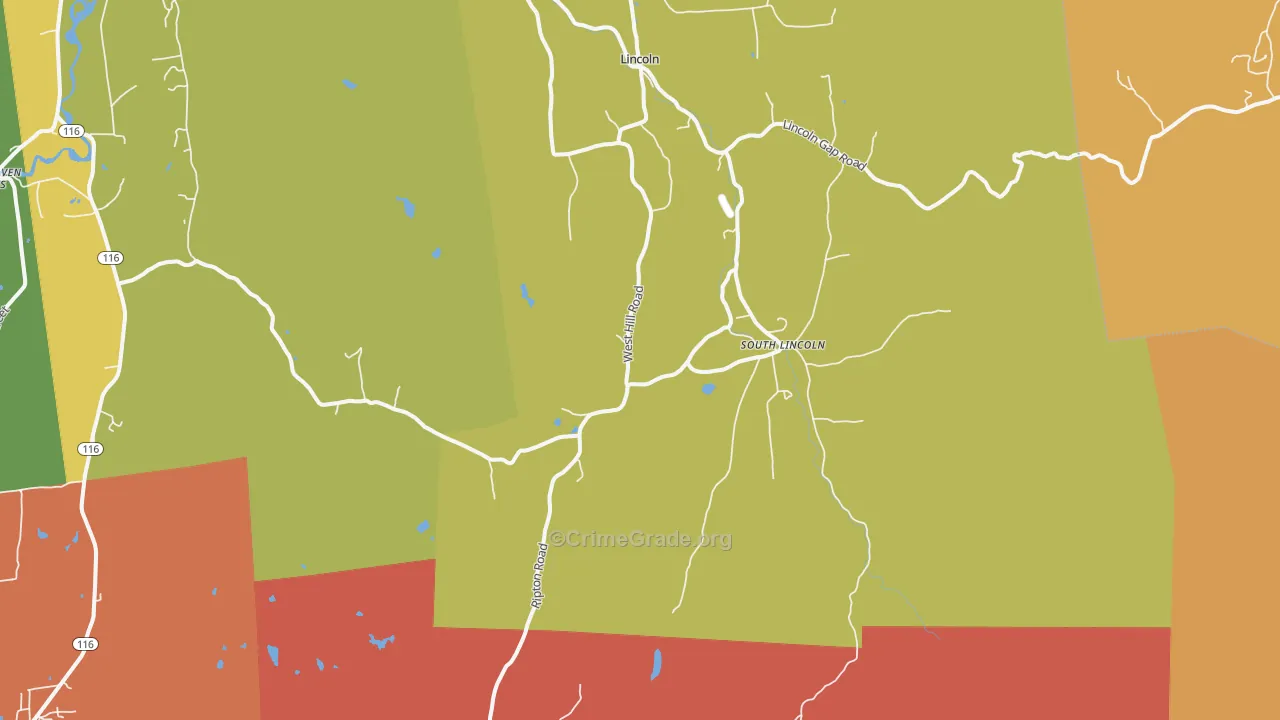 South Lincoln, VT Map of Murder Rates