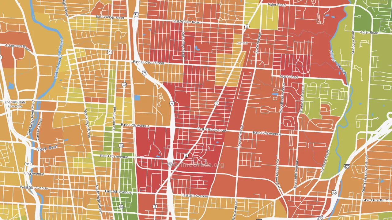 South Linden, Columbus, OH Map of Murder Rates