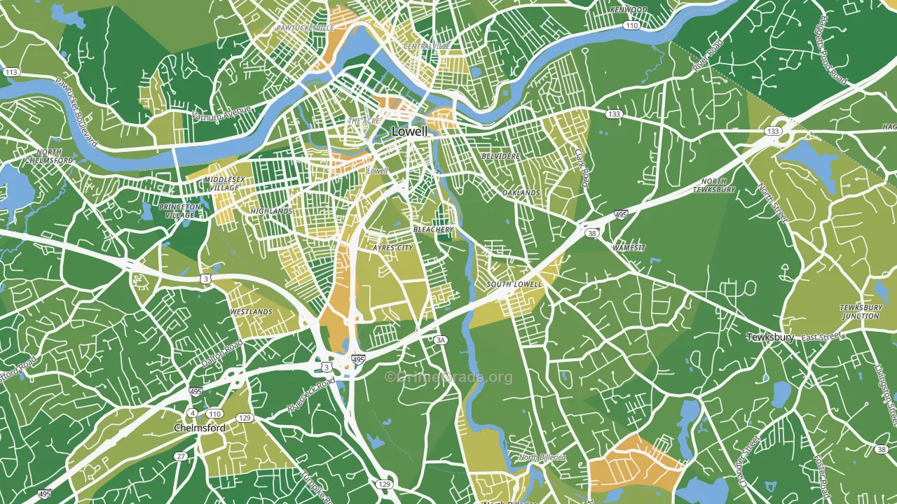 South Lowell, Lowell, MA Map of Murder Rates