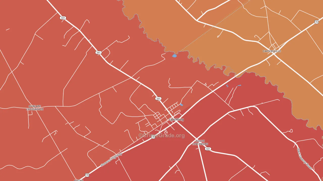 South Lynchburg, SC Map of Murder Rates