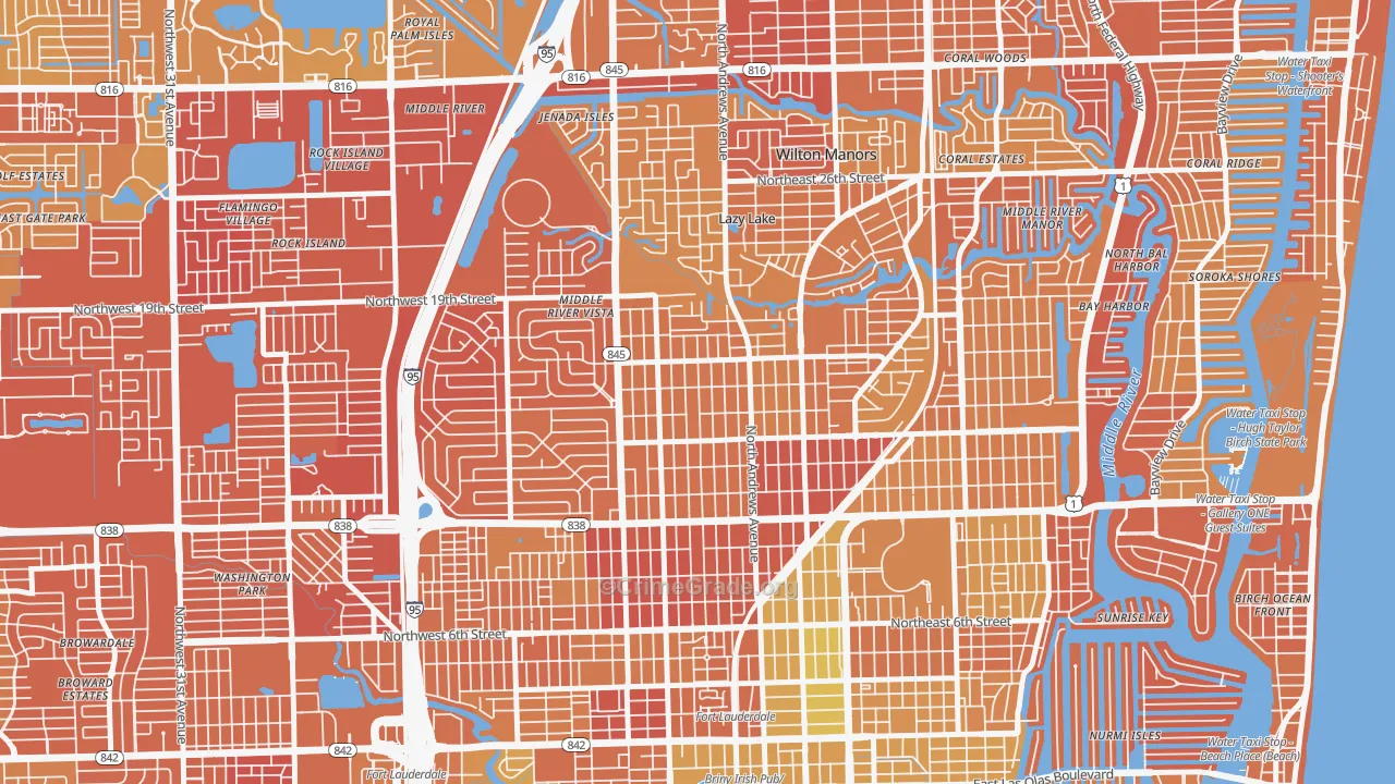 South Middle River, Fort Lauderdale, FL Map of Murder Rates
