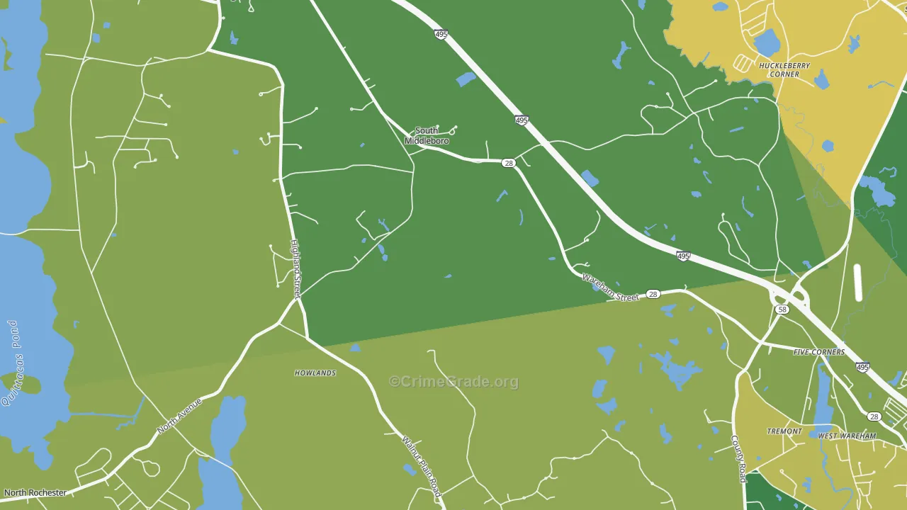 South Middleboro, MA Map of Murder Rates