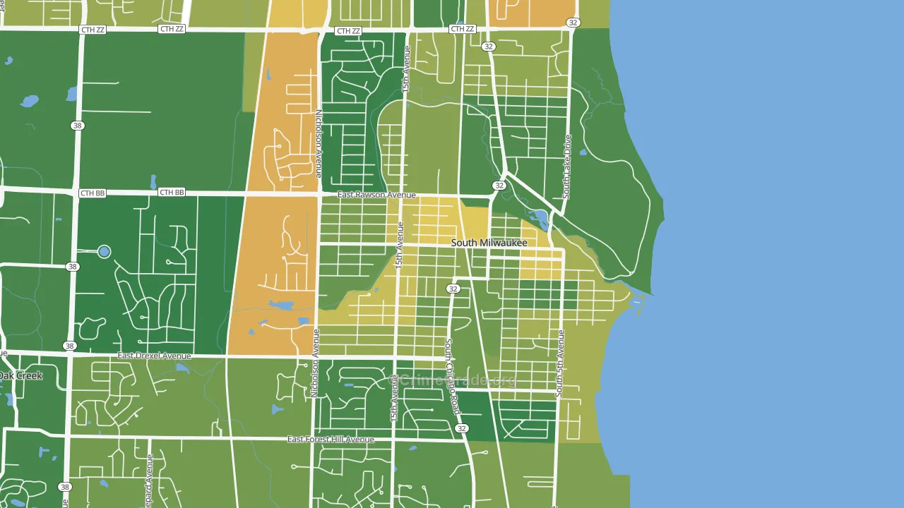 South Milwaukee, WI Map of Murder Rates