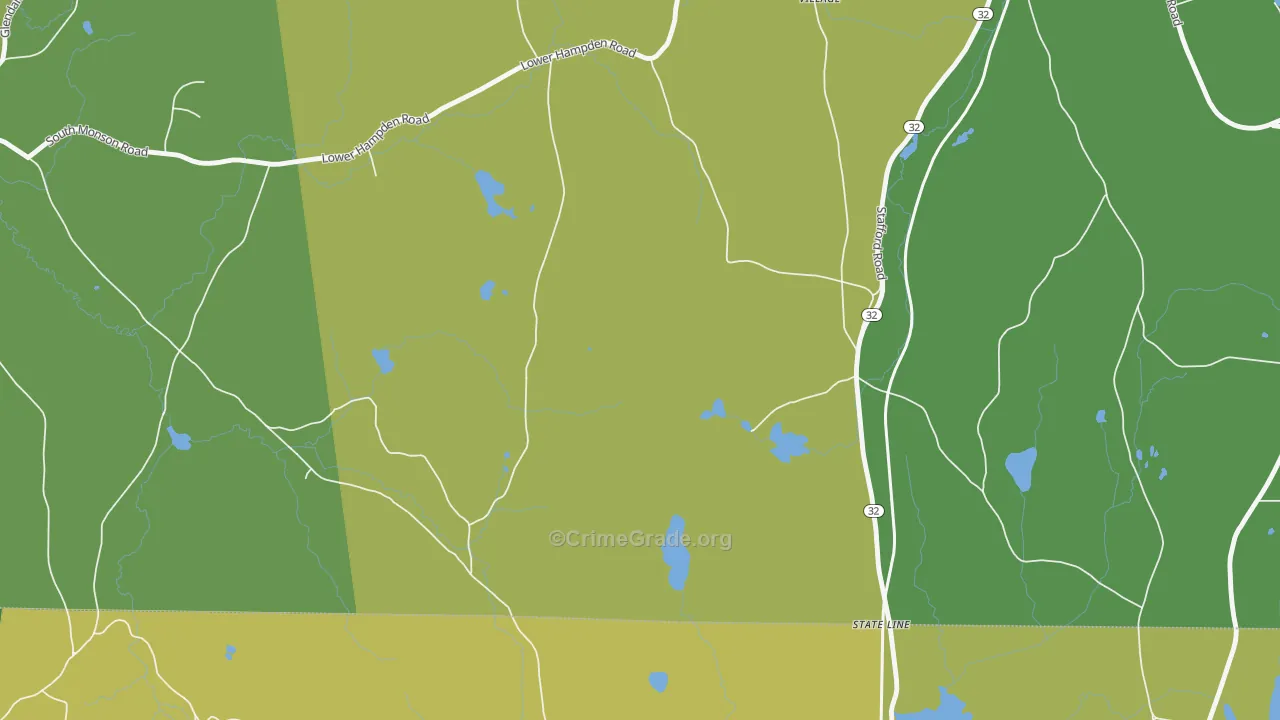 South Monson, MA Map of Murder Rates