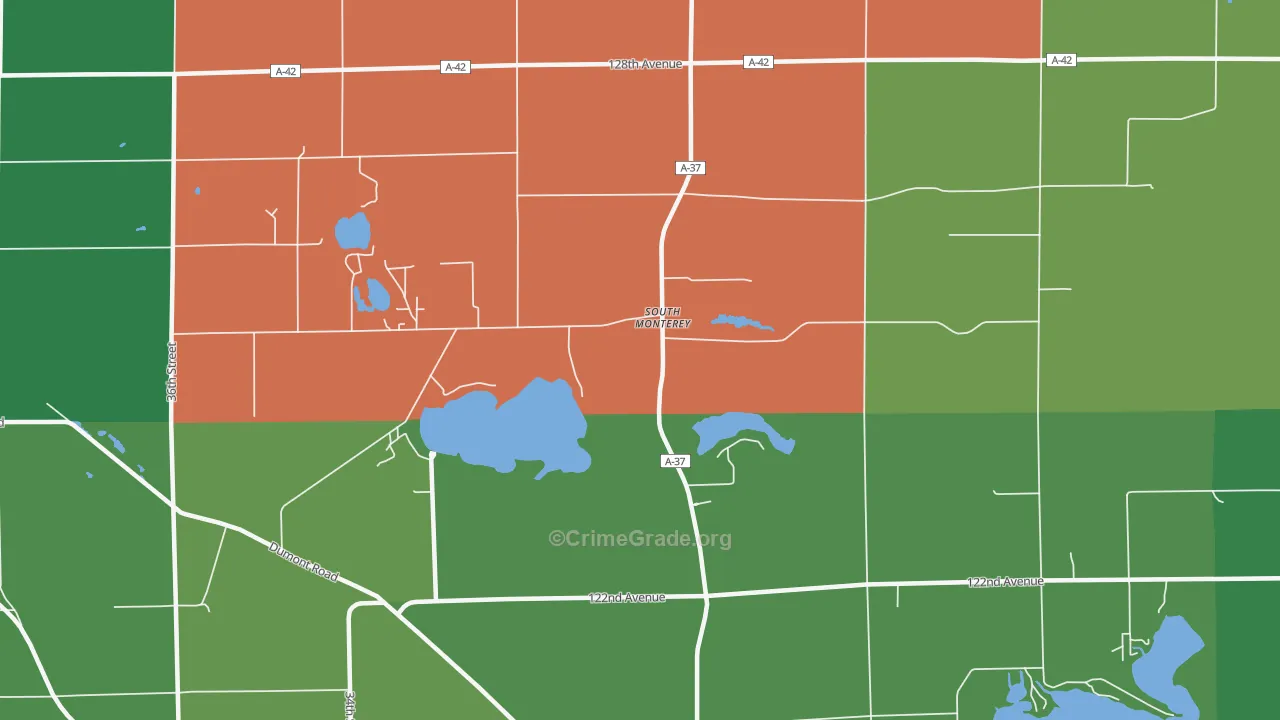 South Monterey, MI Map of Murder Rates