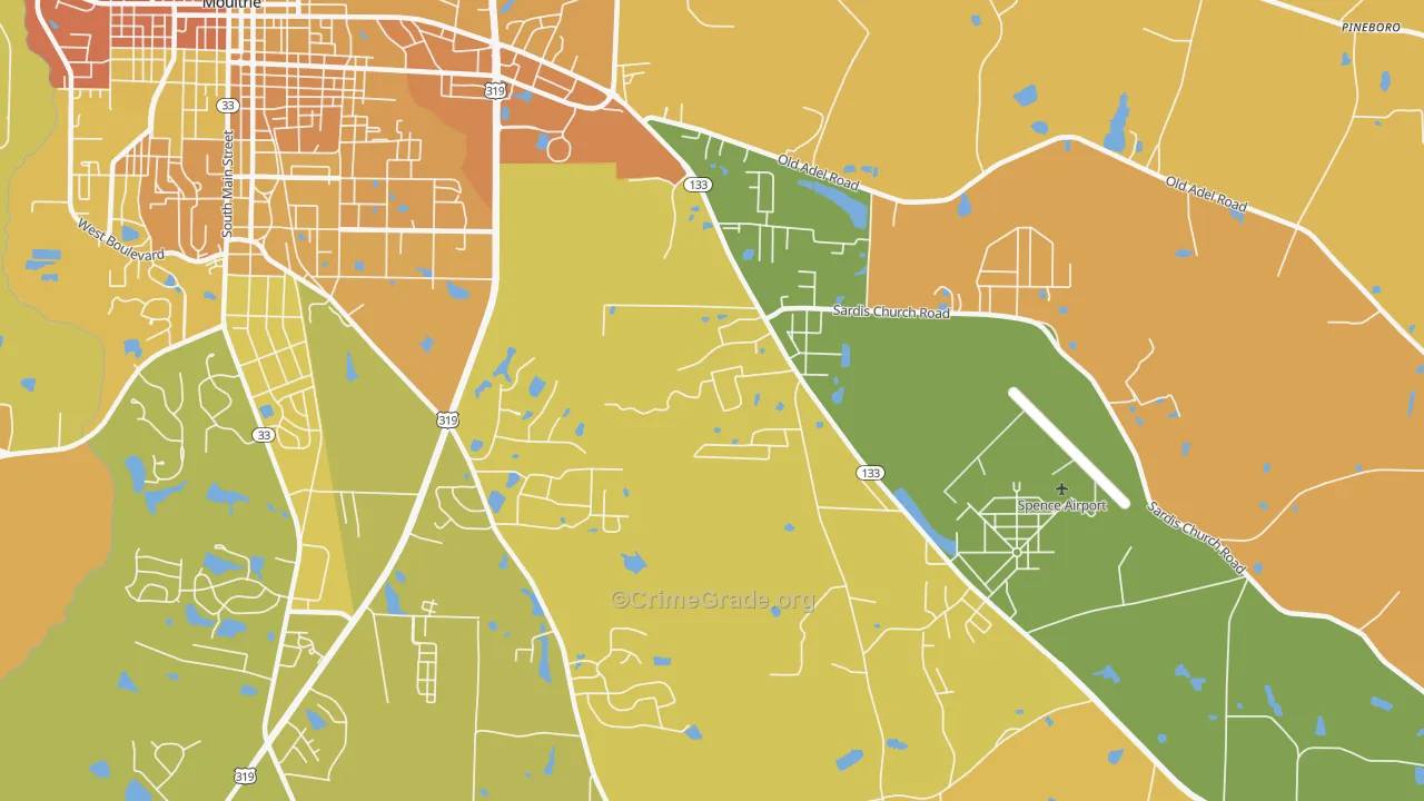South Moultrie, GA Map of Murder Rates