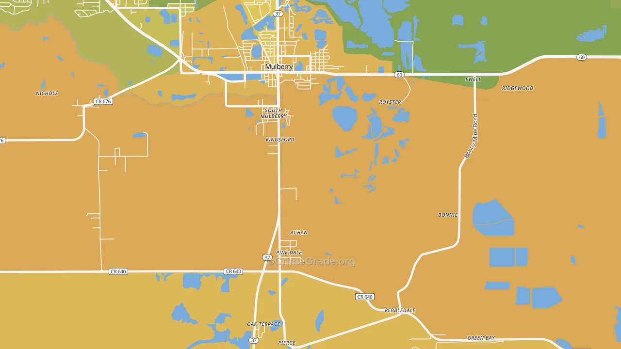 South Mulberry, FL Map of Murder Rates