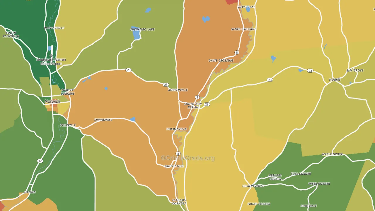 South New Berlin, NY Map of Murder Rates