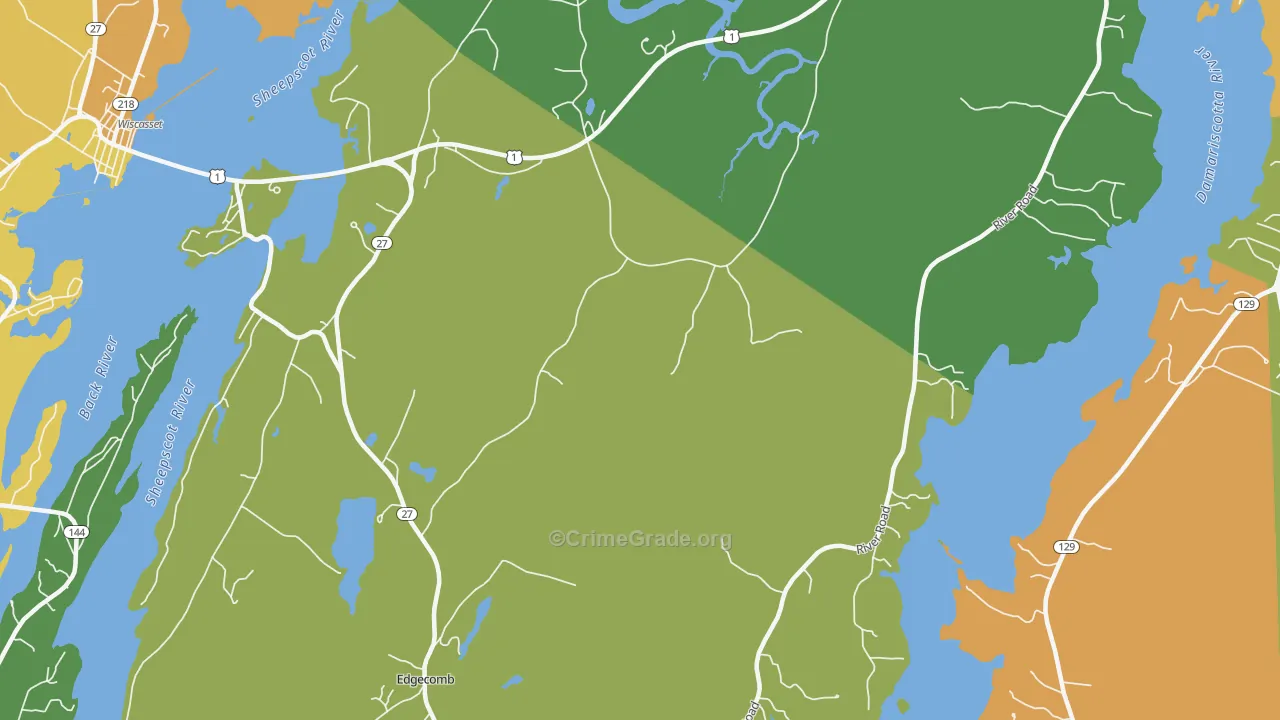 South Newcastle, ME Map of Murder Rates