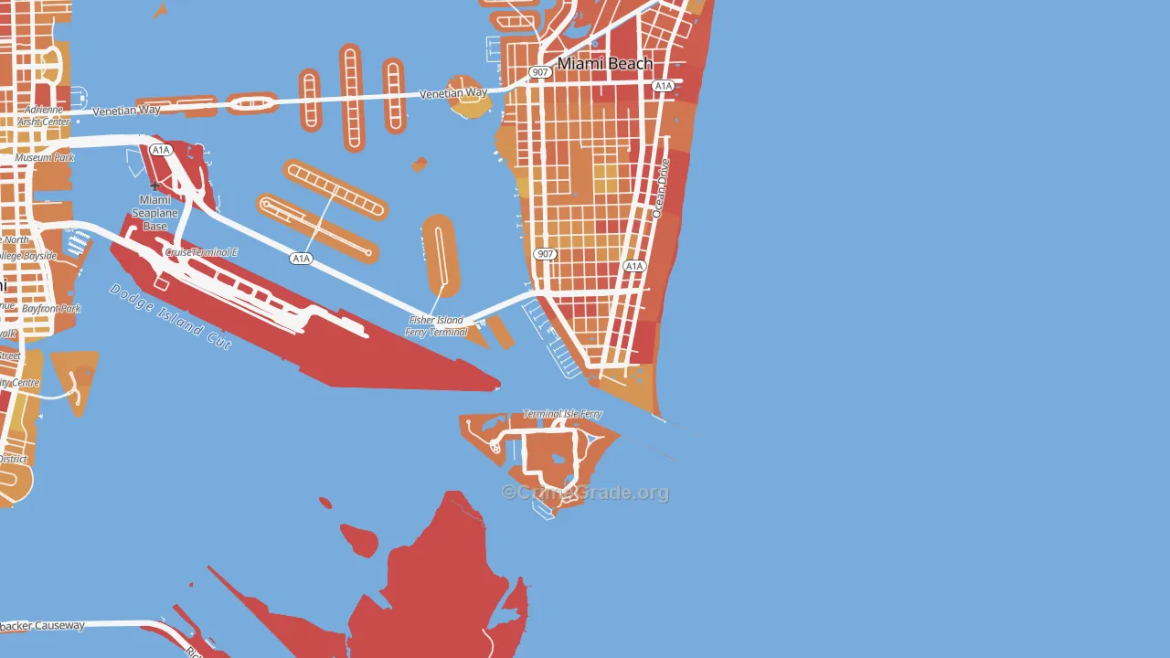 South of Fifth, Miami Beach, FL Map of Murder Rates