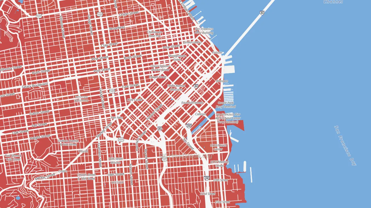 South of Market, San Francisco, CA Map of Murder Rates