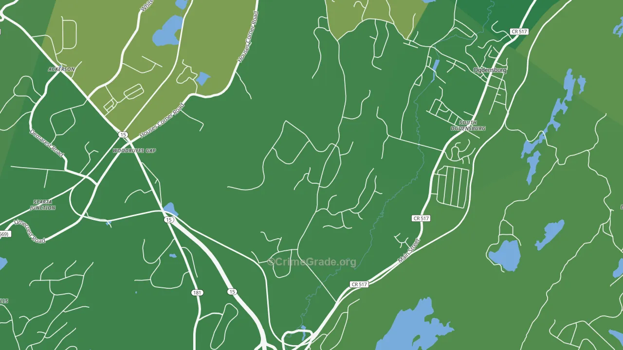 South Ogdensburg, NJ Map of Murder Rates