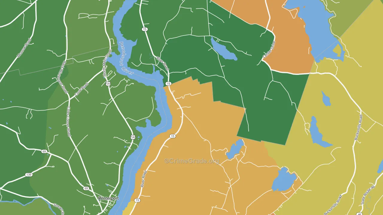 South Orrington, ME Map of Murder Rates