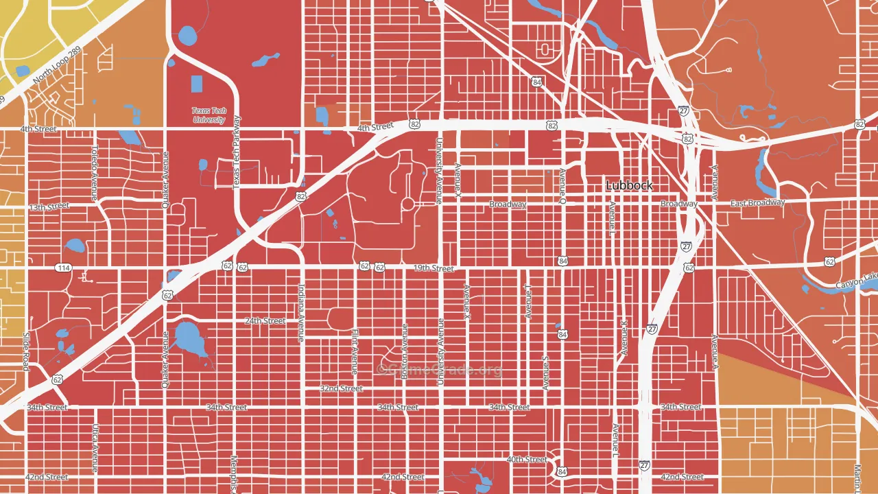 South Overton, Lubbock, TX Map of Murder Rates