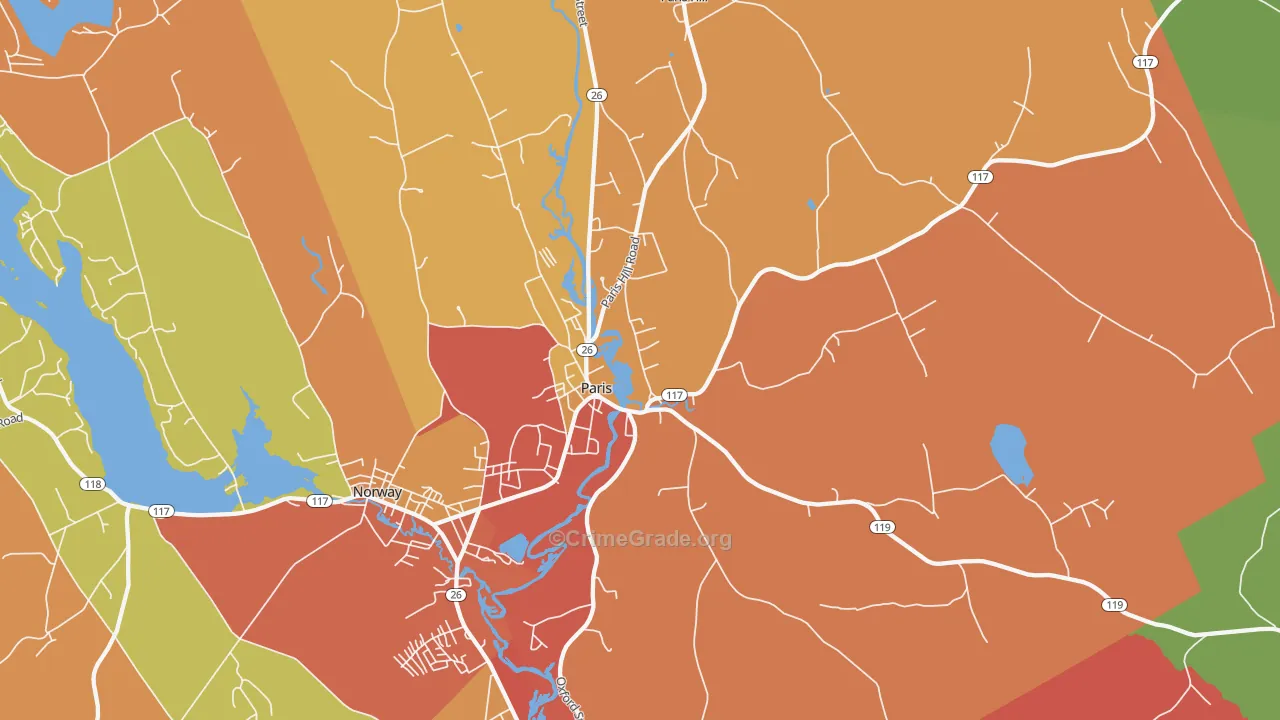 South Paris, ME Map of Murder Rates