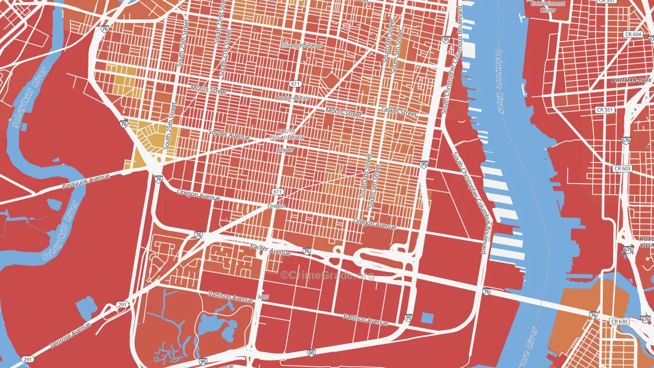 South Philadelphia, Philadelphia, PA Map of Murder Rates
