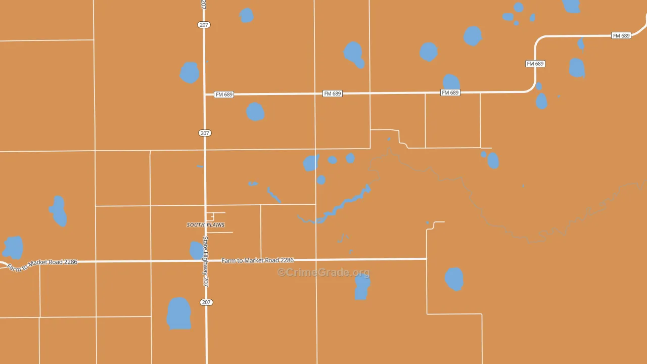 South Plains, TX Map of Murder Rates