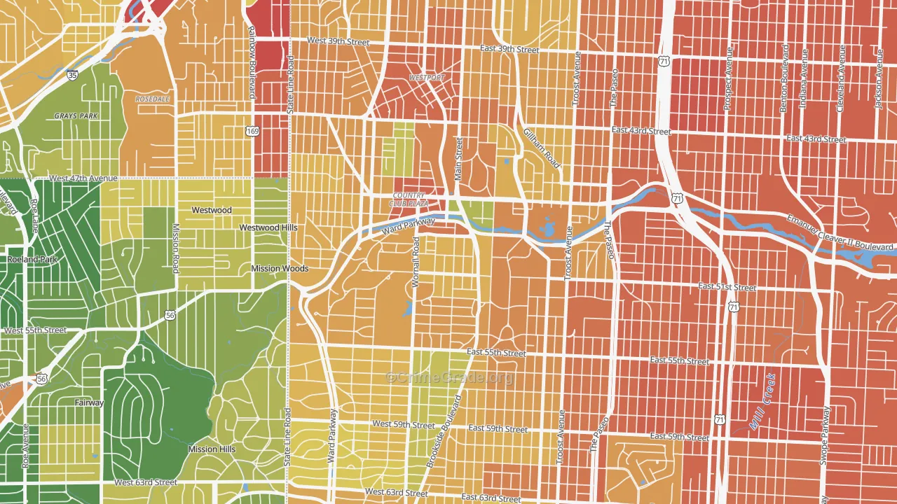 South Plaza, Kansas City, MO Map of Murder Rates