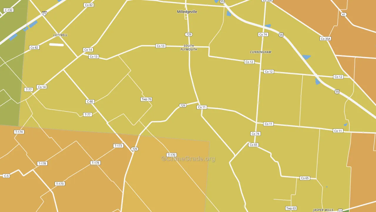 South Plymouth, OH Map of Murder Rates