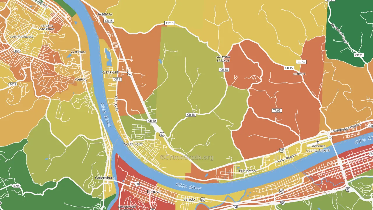 South Point, OH Map of Murder Rates