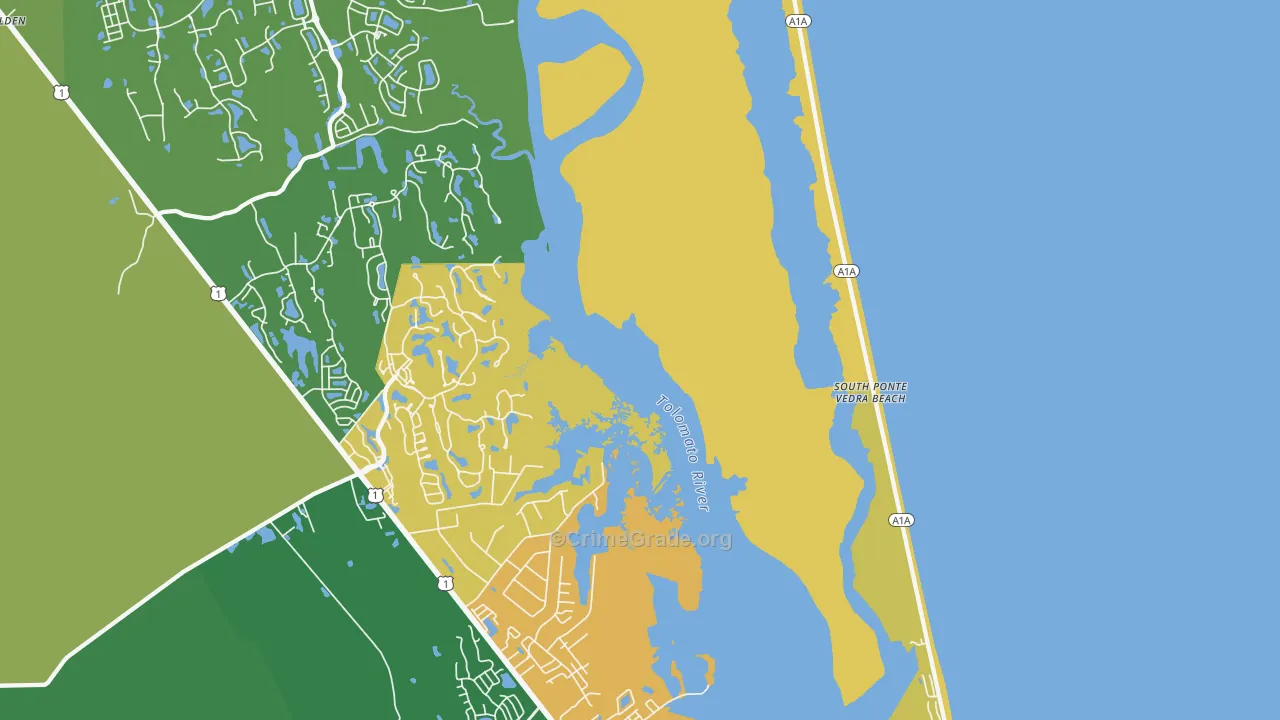 South Ponte Vedra Beach, FL Map of Murder Rates