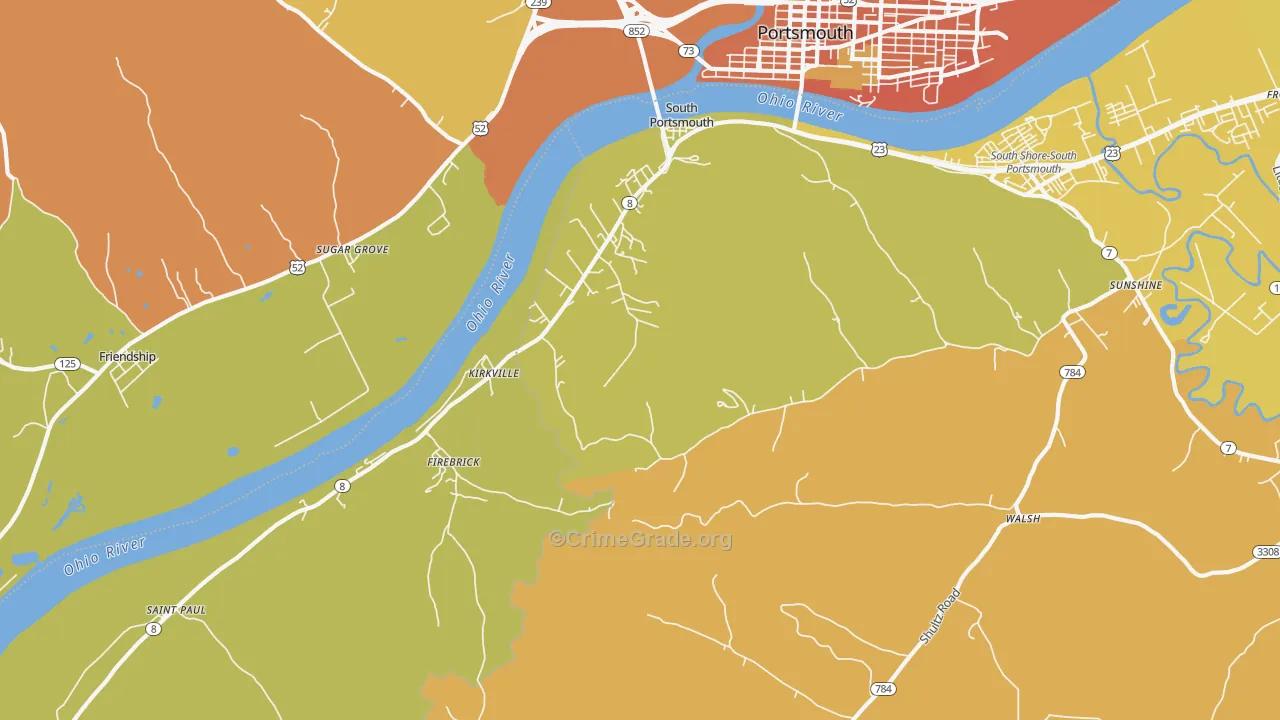 South Portsmouth, KY Map of Murder Rates