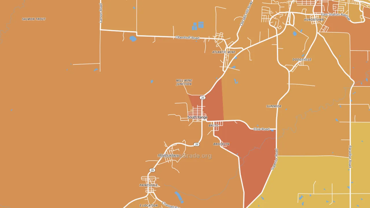 South Range, MI Map of Murder Rates