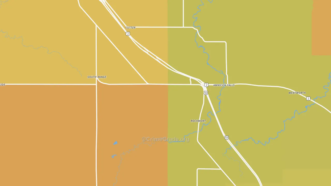 South Range, WI Map of Murder Rates