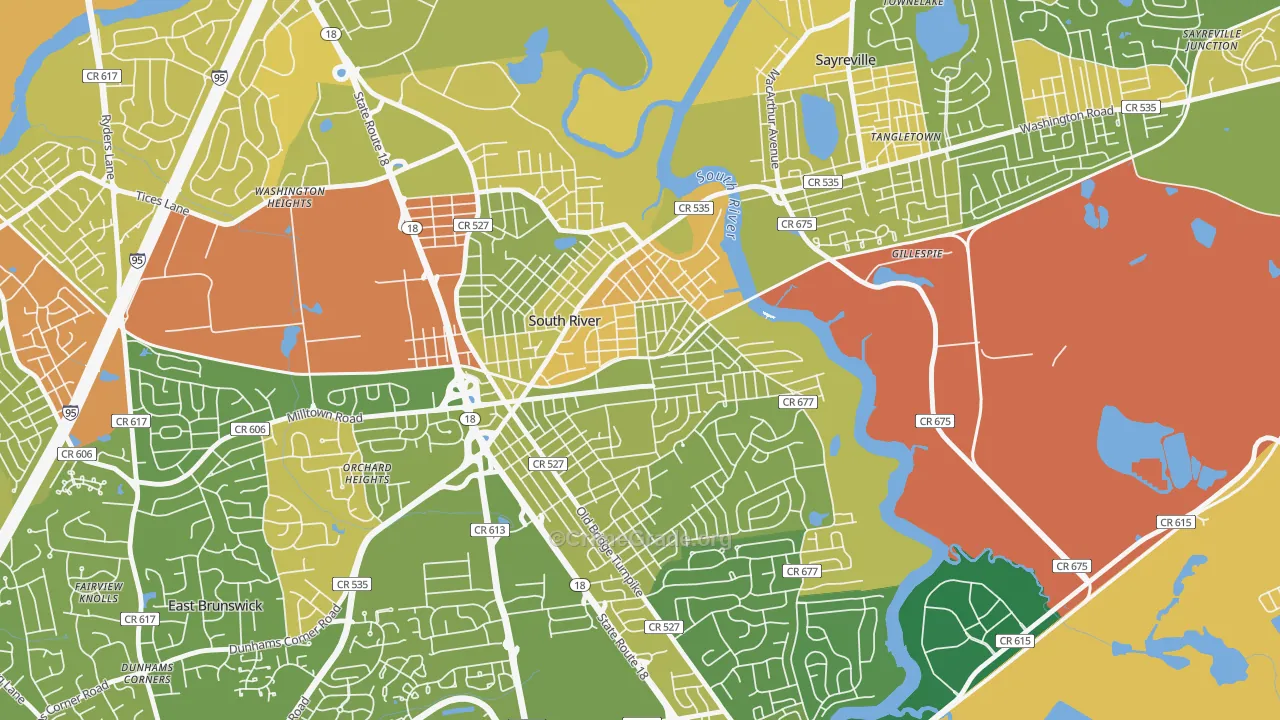 South River, NJ Map of Murder Rates