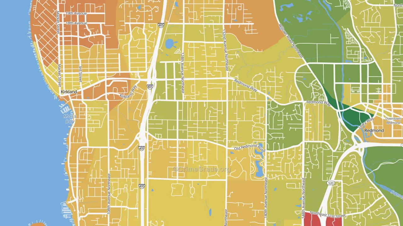 South Rose Hill, Kirkland, WA Map of Murder Rates